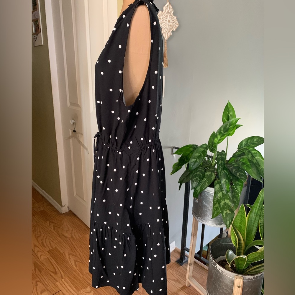 New GAP Viscose Polka Dot Coquette Dress Black & White XL Picnic - Picture 5 of 14